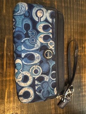 Coach Blue Signature C Patch Wristlet